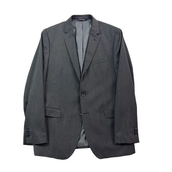 Banana Republic 42R 35x30 2pc Pant Suit Charcoal 100% Wool Modern Slim Fit Mens